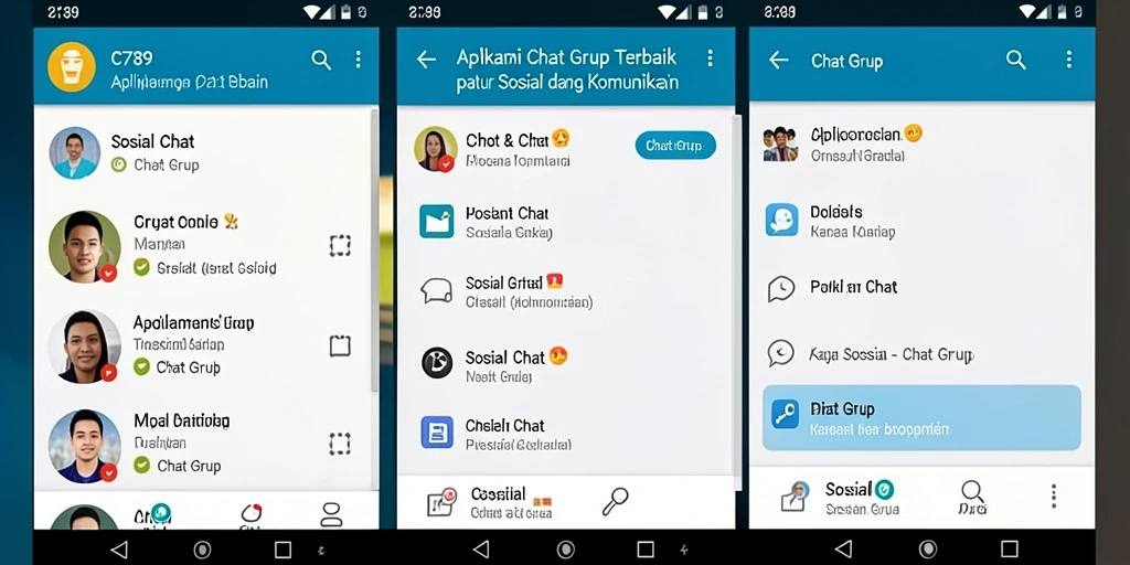 Tampilan antarmuka C789 dengan fitur Chat Grup yang interaktif.