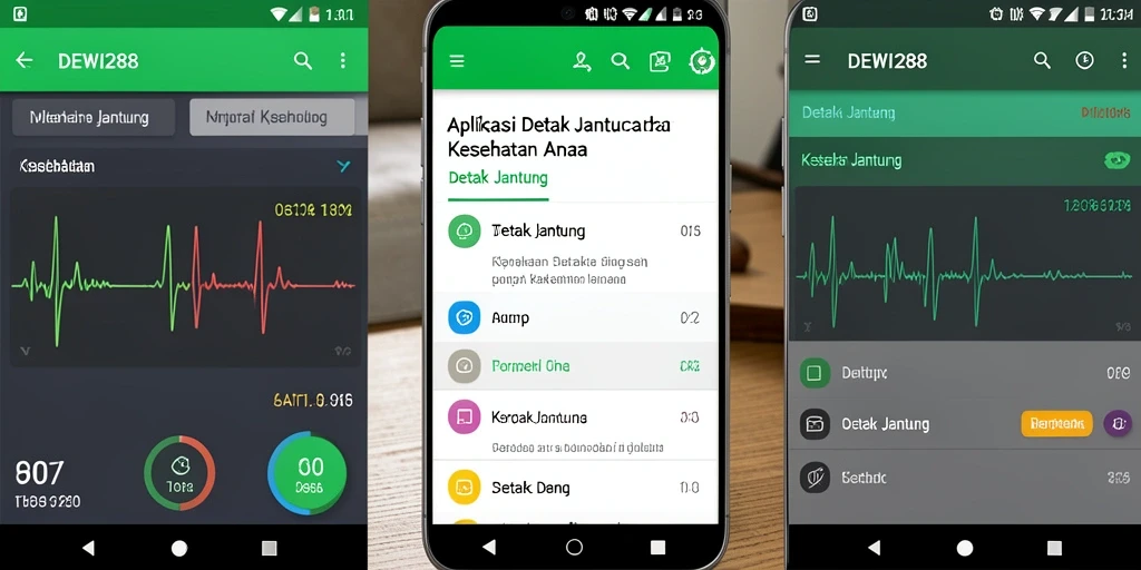 Tampilan antarmuka aplikasi DEWI288 untuk pemantauan detak jantung.