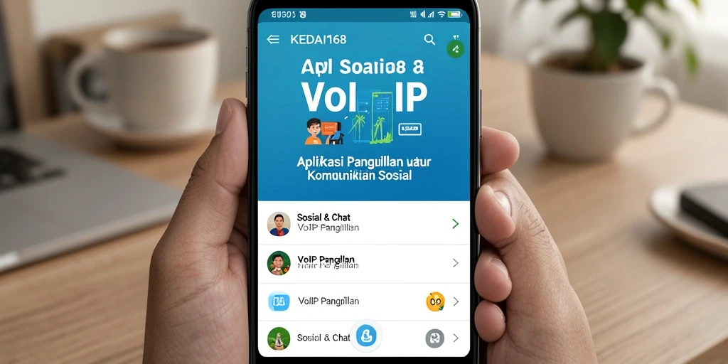 Antarmuka aplikasi KEDAI168 dengan fitur VoIP Panggilan yang intuitif.