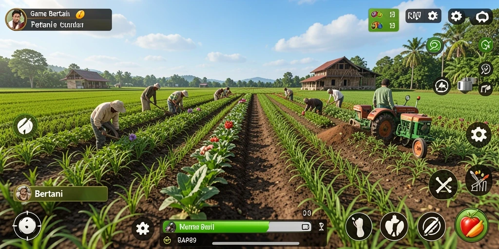 Antarmuka utama RAP89 menampilkan kebun dan peternakan yang memukau.