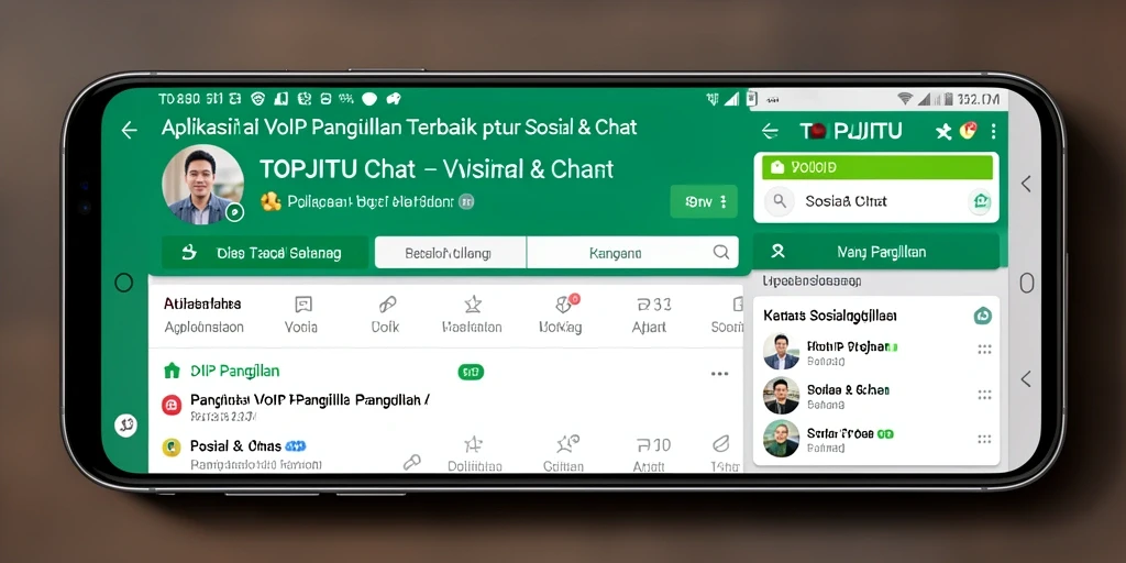 Antarmuka TOPJITU dengan fitur VoIP Panggilan yang modern dan mudah digunakan.