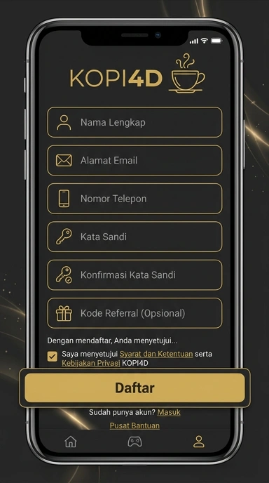 Daftar Akun Baru di kopi4d untuk Android